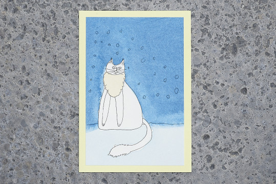 Kunstkarte Schneekatze