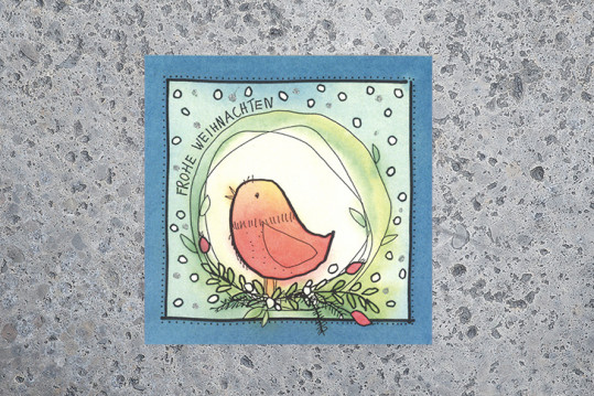 Kunstkarte Wintervögeli quadratisch